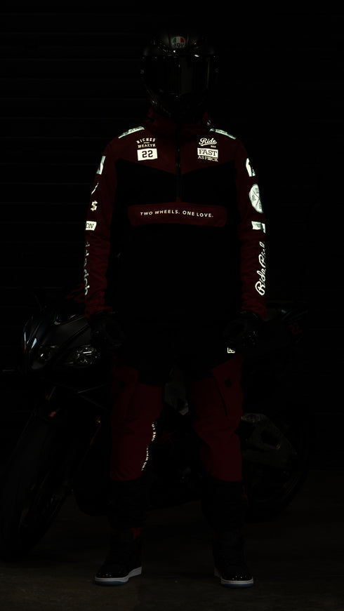 Ride Rich Concord V2 Flow Mesh Armoured GP Anorak Motorcycle Jacket - Red